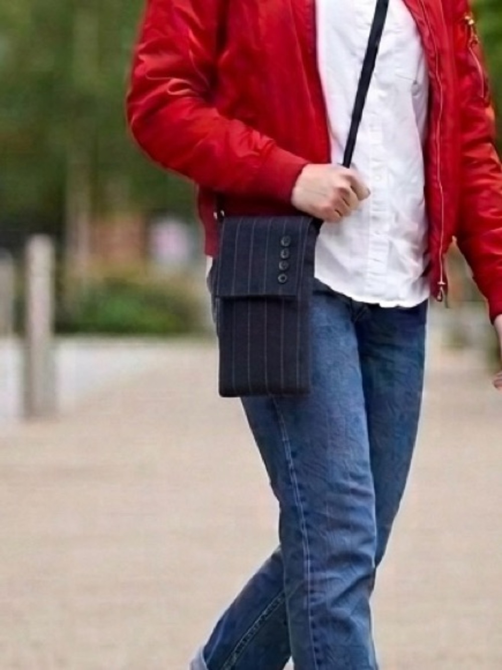 SUITCASE London Upcycled Pinstripe Crossbody Bag | Handmade Wool Suit Pouch